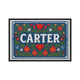 Carter Name Art - Floral Farmhouse personalized wall print for kids