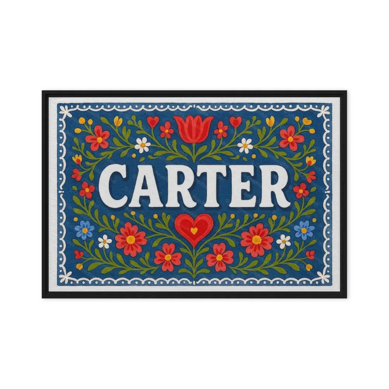 Carter Name Art - Floral Farmhouse personalized wall print for kids