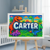 Carter Name Art - Dinosaur Adventure personalized wall print for kids