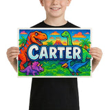 Carter Name Art - Dinosaur Adventure personalized wall print for kids