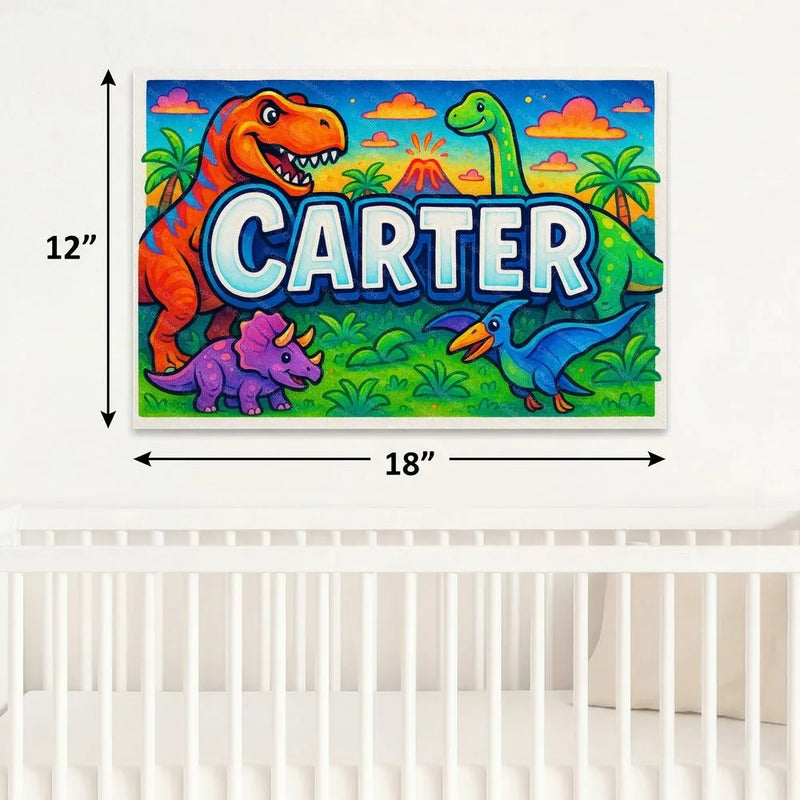Carter Name Art - Dinosaur Adventure personalized wall print for kids