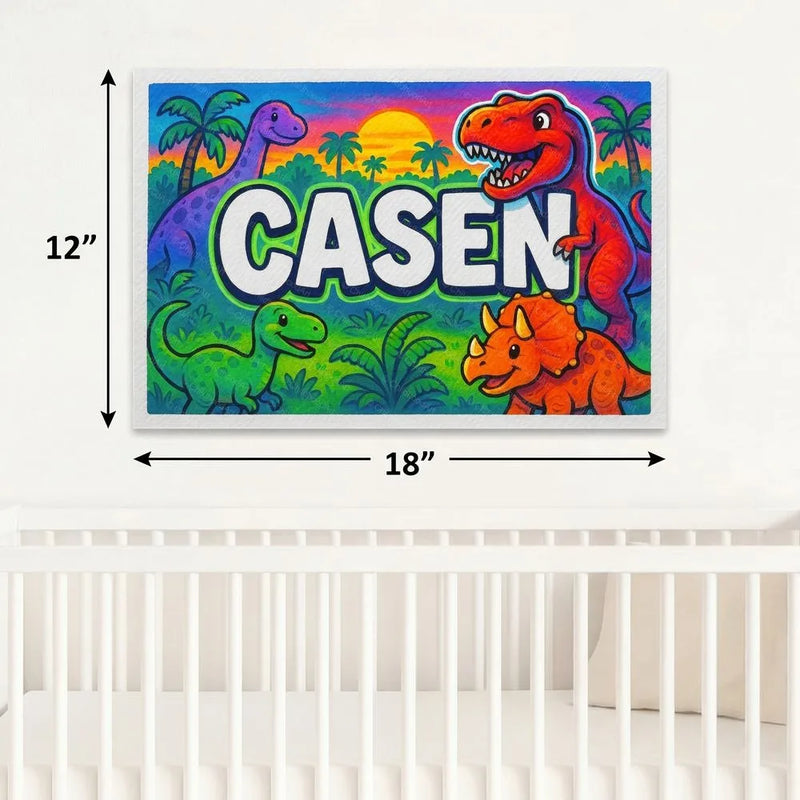 Casen Name Art - Dinosaur Adventure personalized wall print for kids