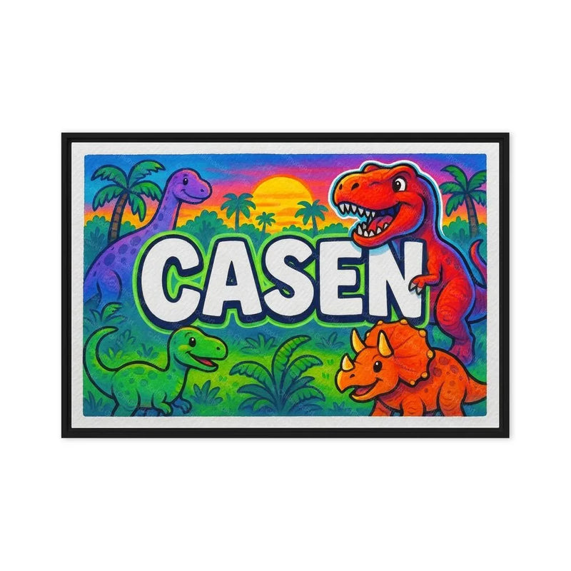 Casen Name Art - Dinosaur Adventure personalized wall print for kids