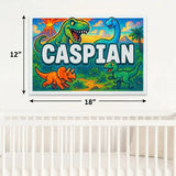 Caspian Name Art - Dinosaur Adventure personalized wall print for kids