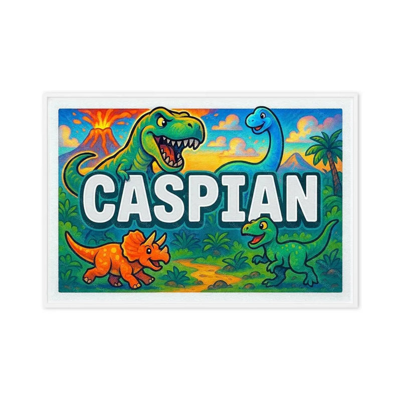 Caspian Name Art - Dinosaur Adventure personalized wall print for kids