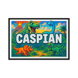 Caspian Name Art - Dinosaur Adventure personalized wall print for kids