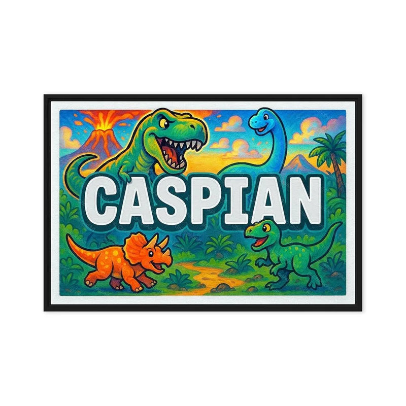 Caspian Name Art - Dinosaur Adventure personalized wall print for kids