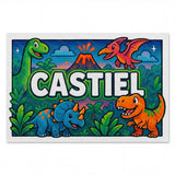 Castiel Name Art - Dinosaur Adventure personalized wall print for kids