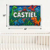 Castiel Name Art - Dinosaur Adventure personalized wall print for kids