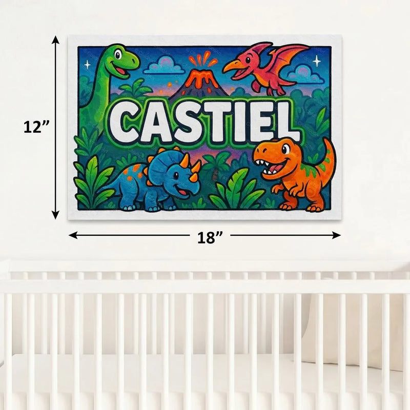 Castiel Name Art - Dinosaur Adventure personalized wall print for kids