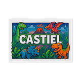 Castiel Name Art - Dinosaur Adventure personalized wall print for kids