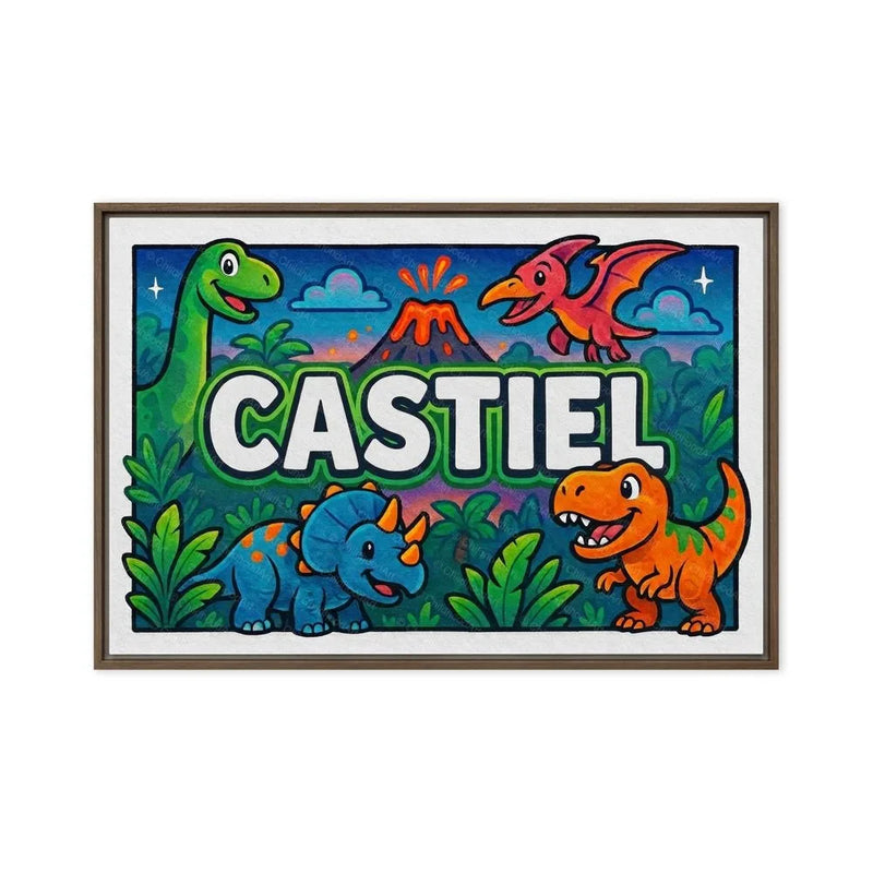 Castiel Name Art - Dinosaur Adventure personalized wall print for kids
