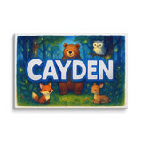 Cayden Name Art - Forest Friends personalized wall print for kids