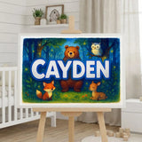 Cayden Name Art - Forest Friends personalized wall print for kids