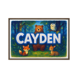 Cayden Name Art - Forest Friends personalized wall print for kids