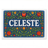 Celeste Name Art - Floral Farmhouse personalized wall print for kids
