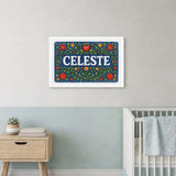 Celeste Name Art - Floral Farmhouse personalized wall print for kids