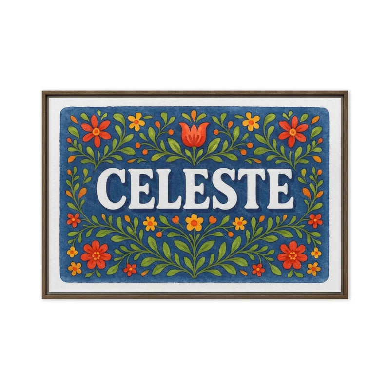Celeste Name Art - Floral Farmhouse personalized wall print for kids