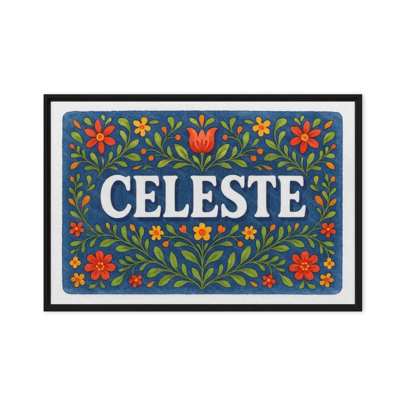 Celeste Name Art - Floral Farmhouse personalized wall print for kids