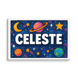 Celeste Name Art - Space Explorers personalized wall print for kids