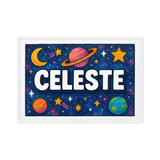 Celeste Name Art - Space Explorers personalized wall print for kids