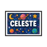 Celeste Name Art - Space Explorers personalized wall print for kids