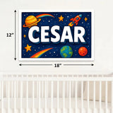 Cesar Name Art - Space Explorers personalized wall print for kids