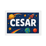 Cesar Name Art - Space Explorers personalized wall print for kids