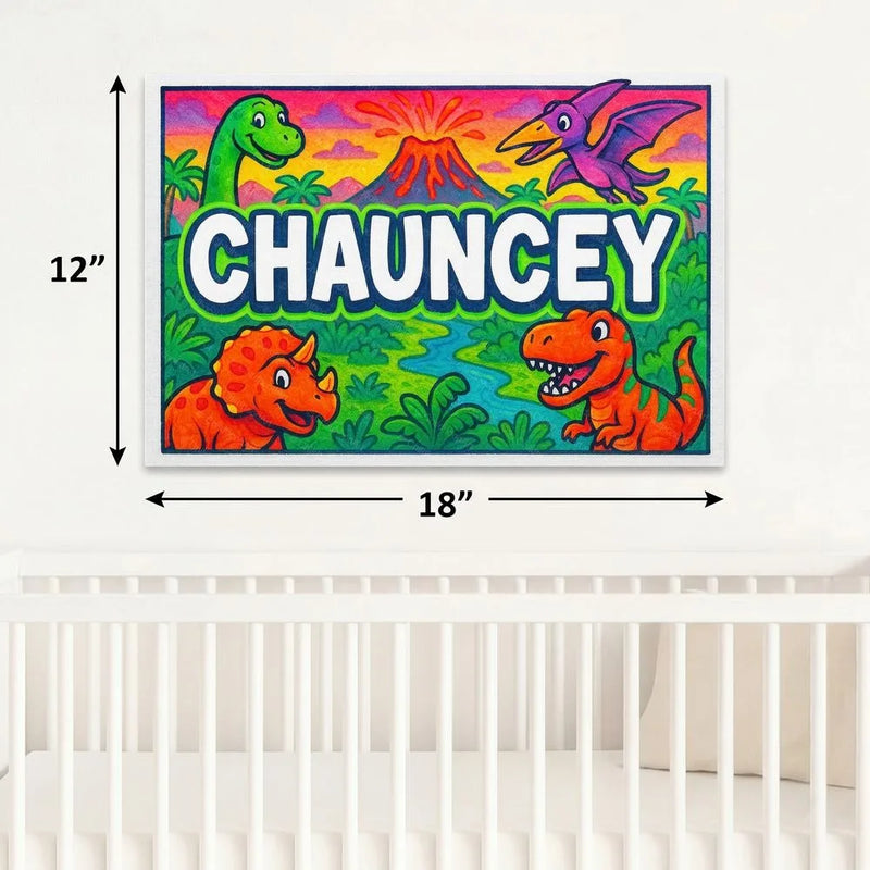 Chauncey Name Art - Dinosaur Adventure personalized wall print for kids