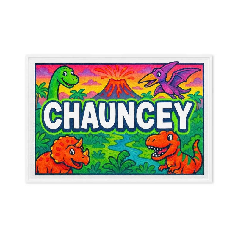 Chauncey Name Art - Dinosaur Adventure personalized wall print for kids