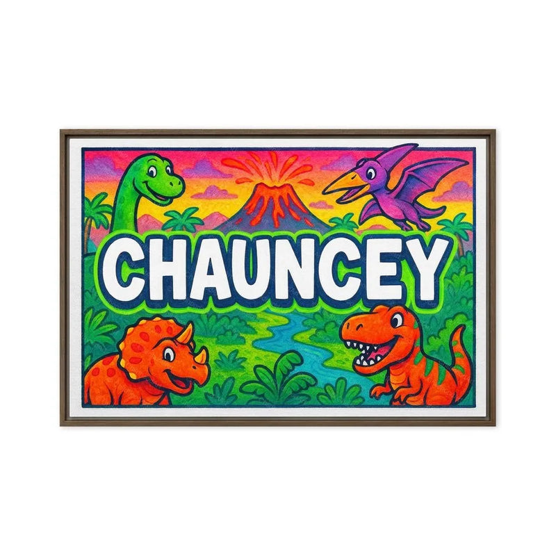 Chauncey Name Art - Dinosaur Adventure personalized wall print for kids