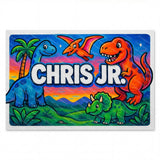 Chris Name Art - Dinosaur Adventure personalized wall print for kids