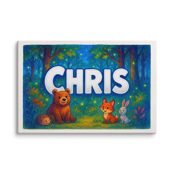 Chris Name Art - Forest Friends Personalized Wall Art