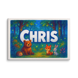 Chris Name Art - Forest Friends personalized wall print for kids