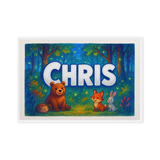 Chris Name Art - Forest Friends personalized wall print for kids