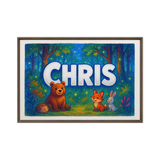 Chris Name Art - Forest Friends personalized wall print for kids