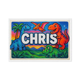 Chris Name Art - Dinosaur Adventure personalized wall print for kids