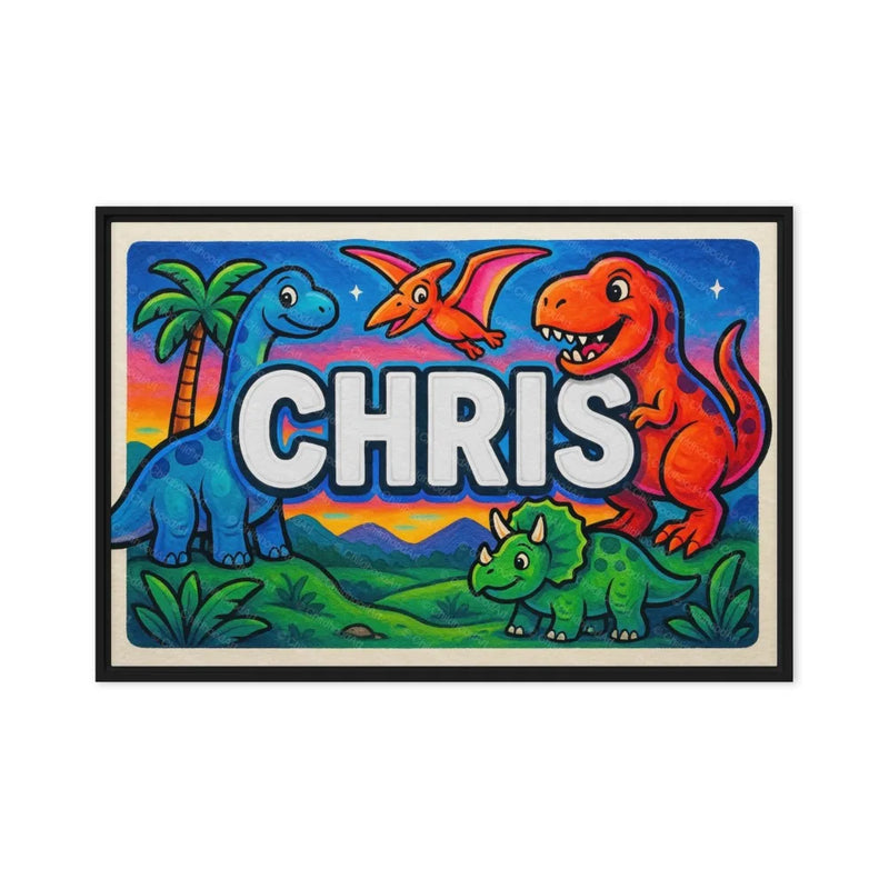 Chris Name Art - Dinosaur Adventure personalized wall print for kids