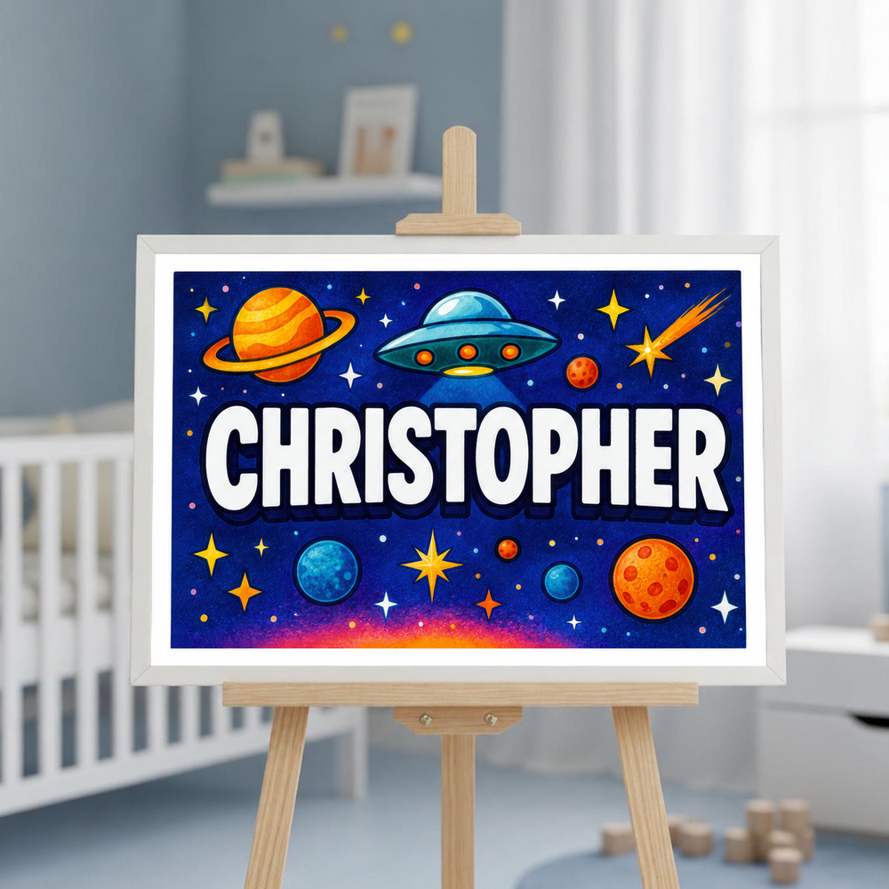 Space Explorers personalized name art preview
