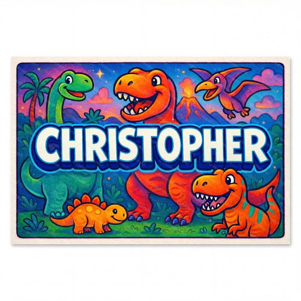 Personalized Christopher name art print in the Dinosaur adventure style
