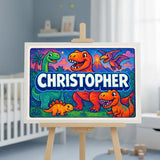 Christopher Name Art - Dinosaur Adventure personalized wall print for kids