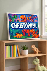 Christopher Name Art - Dinosaur Adventure personalized wall print for kids