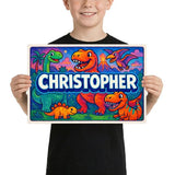 Christopher Name Art - Dinosaur Adventure personalized wall print for kids