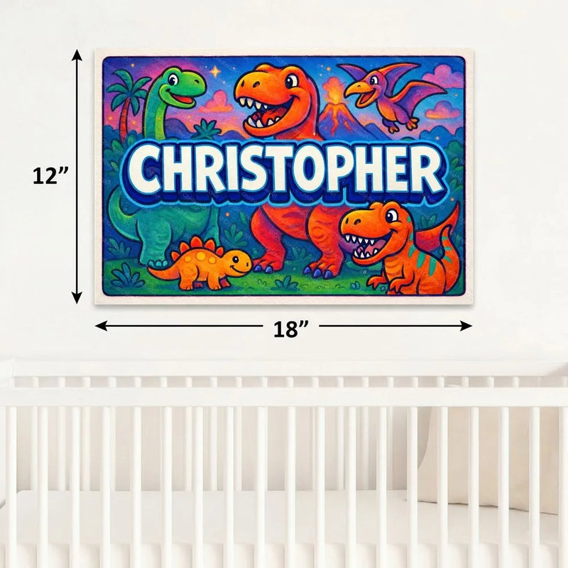 Christopher Name Art - Dinosaur Adventure personalized wall print for kids