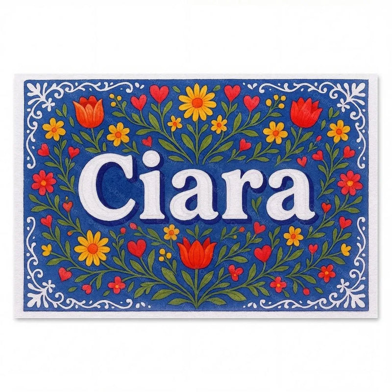 Ciara Name Art - Floral Farmhouse personalized wall print for kids
