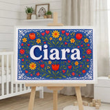 Ciara Name Art - Floral Farmhouse personalized wall print for kids
