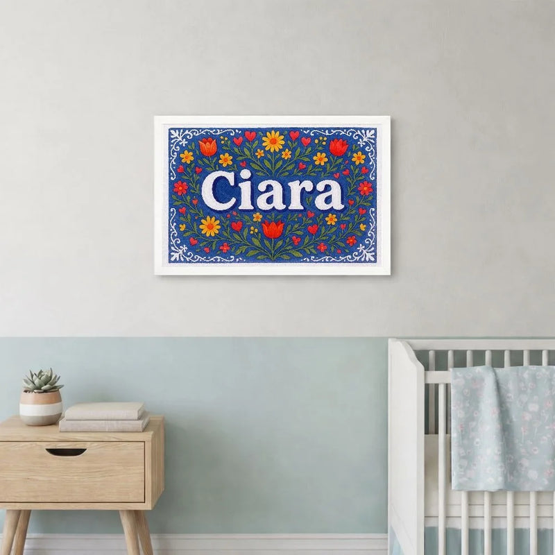 Ciara Name Art - Floral Farmhouse personalized wall print for kids