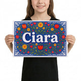 Ciara Name Art - Floral Farmhouse personalized wall print for kids