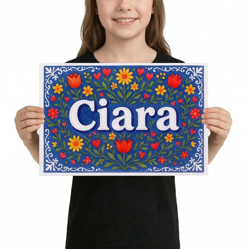 Ciara Name Art - Floral Farmhouse personalized wall print for kids