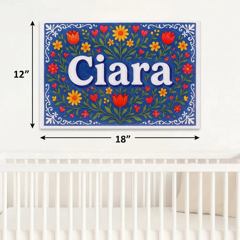 Ciara Name Art - Floral Farmhouse personalized wall print for kids